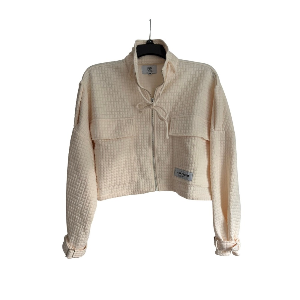 Sixth June Parisiennes Cream Quilted Cropped Zip Up Jacket W32928VJA Womens M
